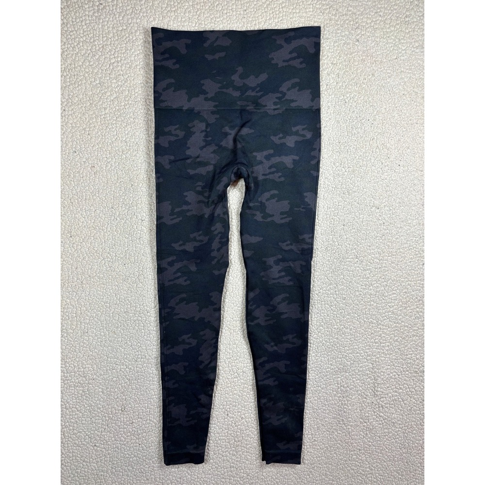 Spanx Look at Me Now Seamless Camo Leggings Black Grey High Waisted Medium